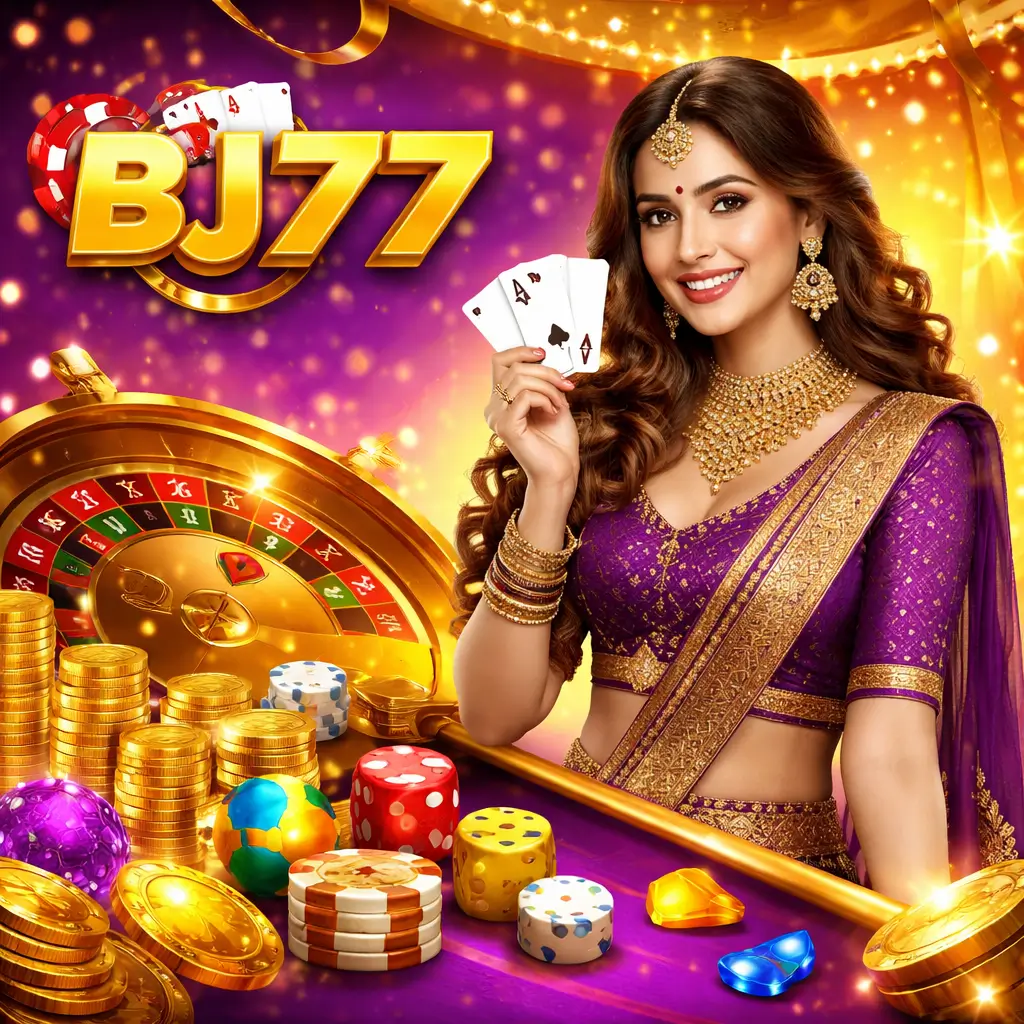 BJ77 slot games screen featuring Sweet Bonanza style reels and bonus offers